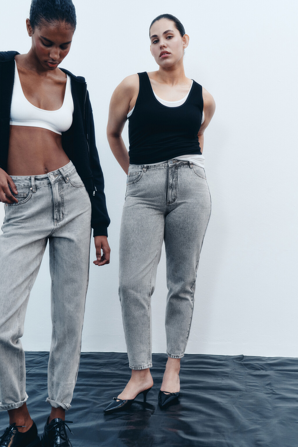 Джинсы mom с высокой посадкой - цвет серый - 10