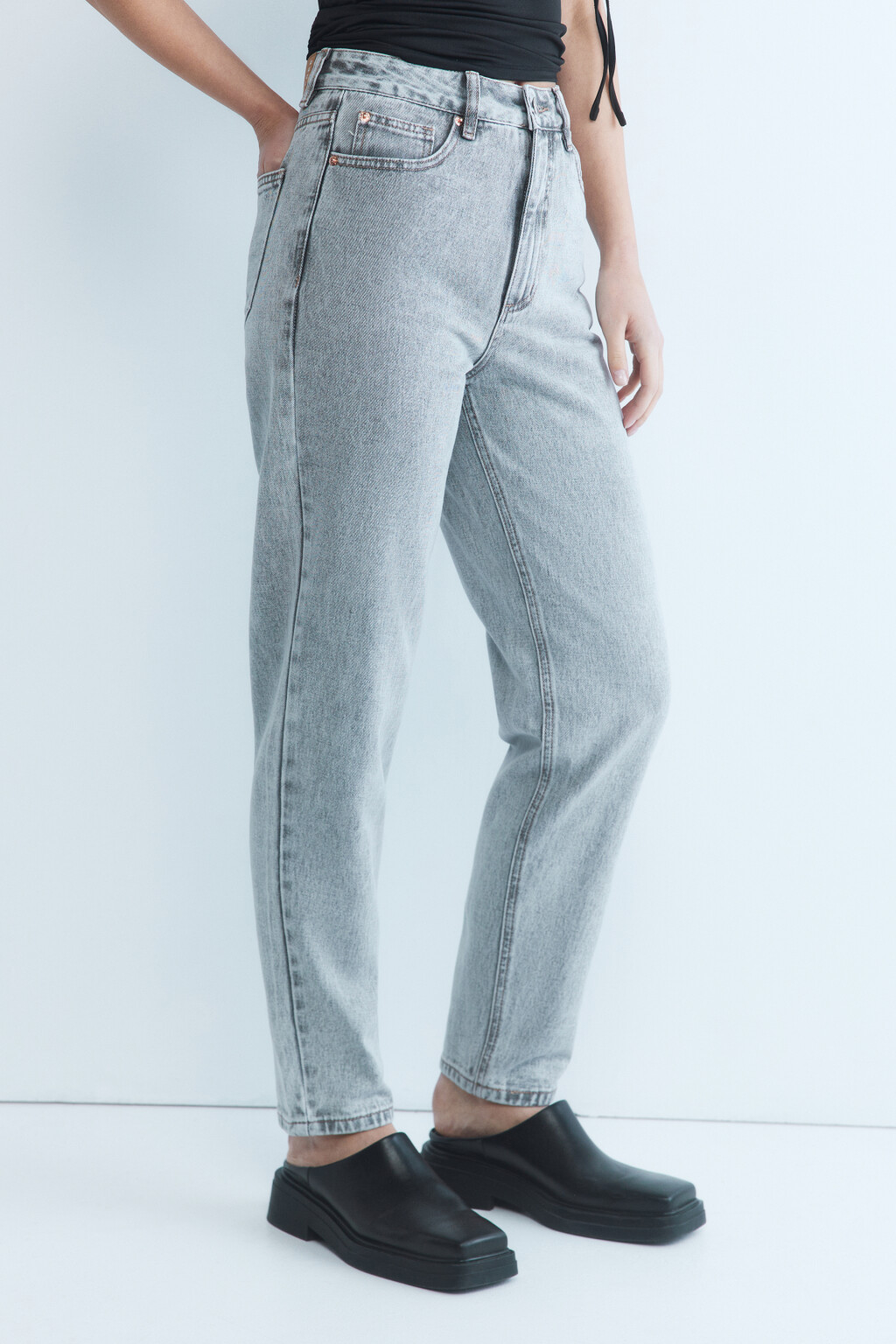 Джинсы mom с высокой посадкой - цвет серый - 3
