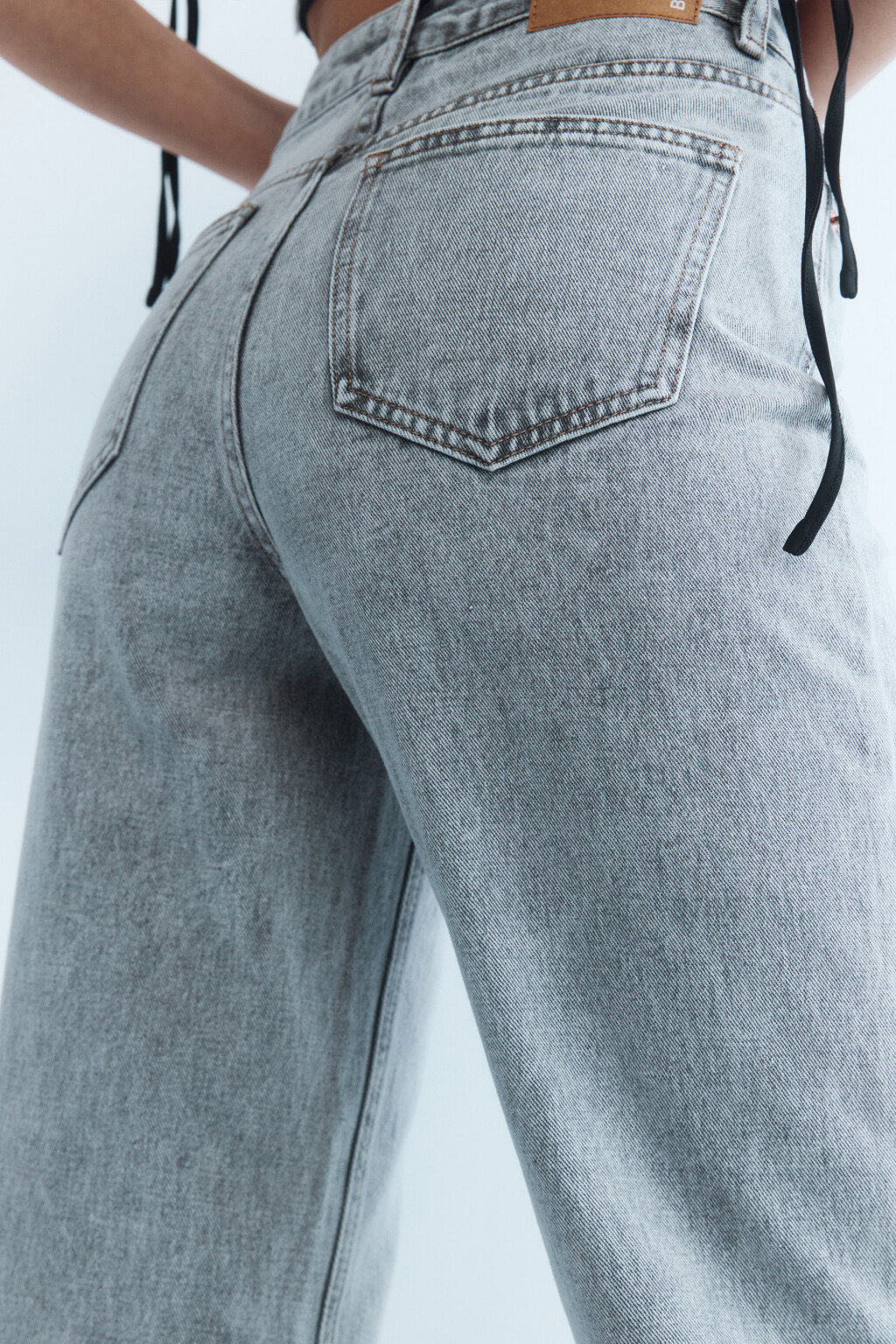 Джинсы mom с высокой посадкой - цвет серый - 8