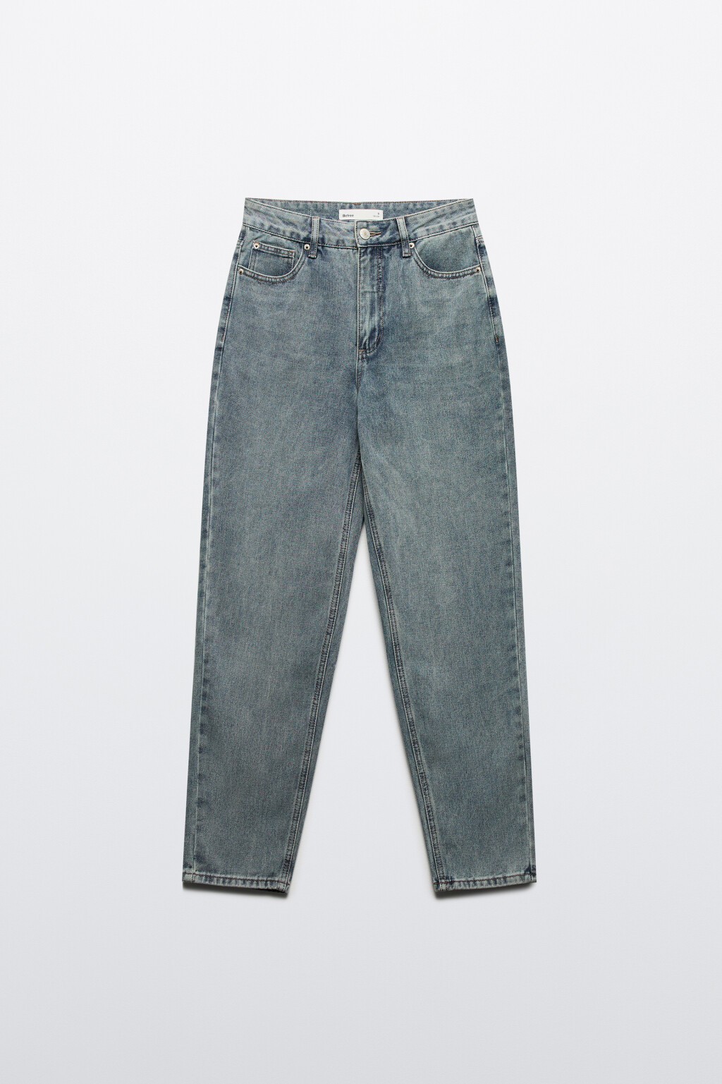 Джинсы mom fit с эффектом масляной стирки - цвет синий - 7