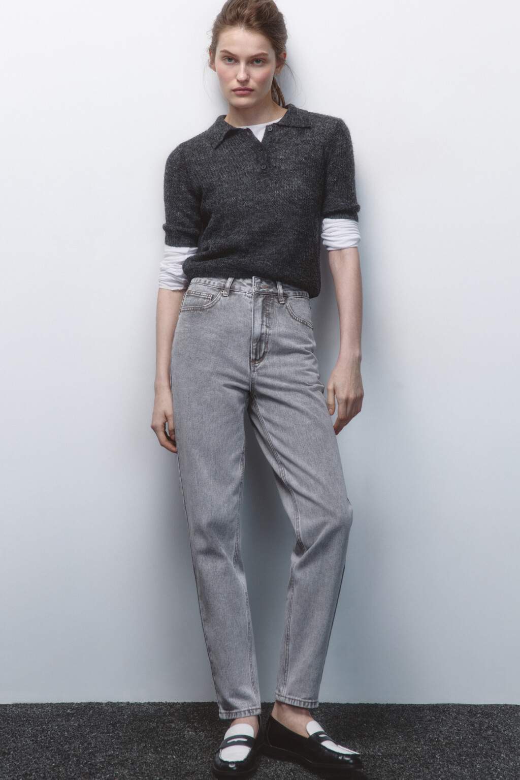 Джинсы mom fit с высокой посадкой - цвет серый - 1