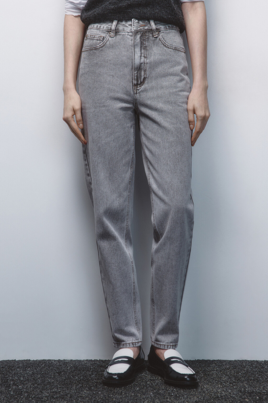 Джинсы mom fit с высокой посадкой - цвет серый - 2