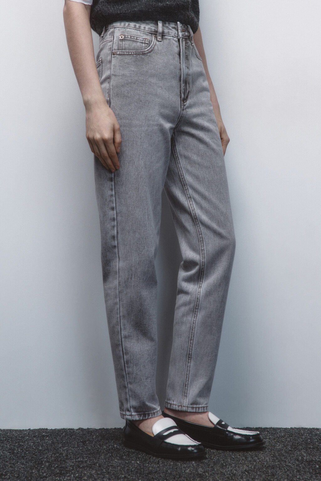 Джинсы mom fit с высокой посадкой - цвет серый - 3