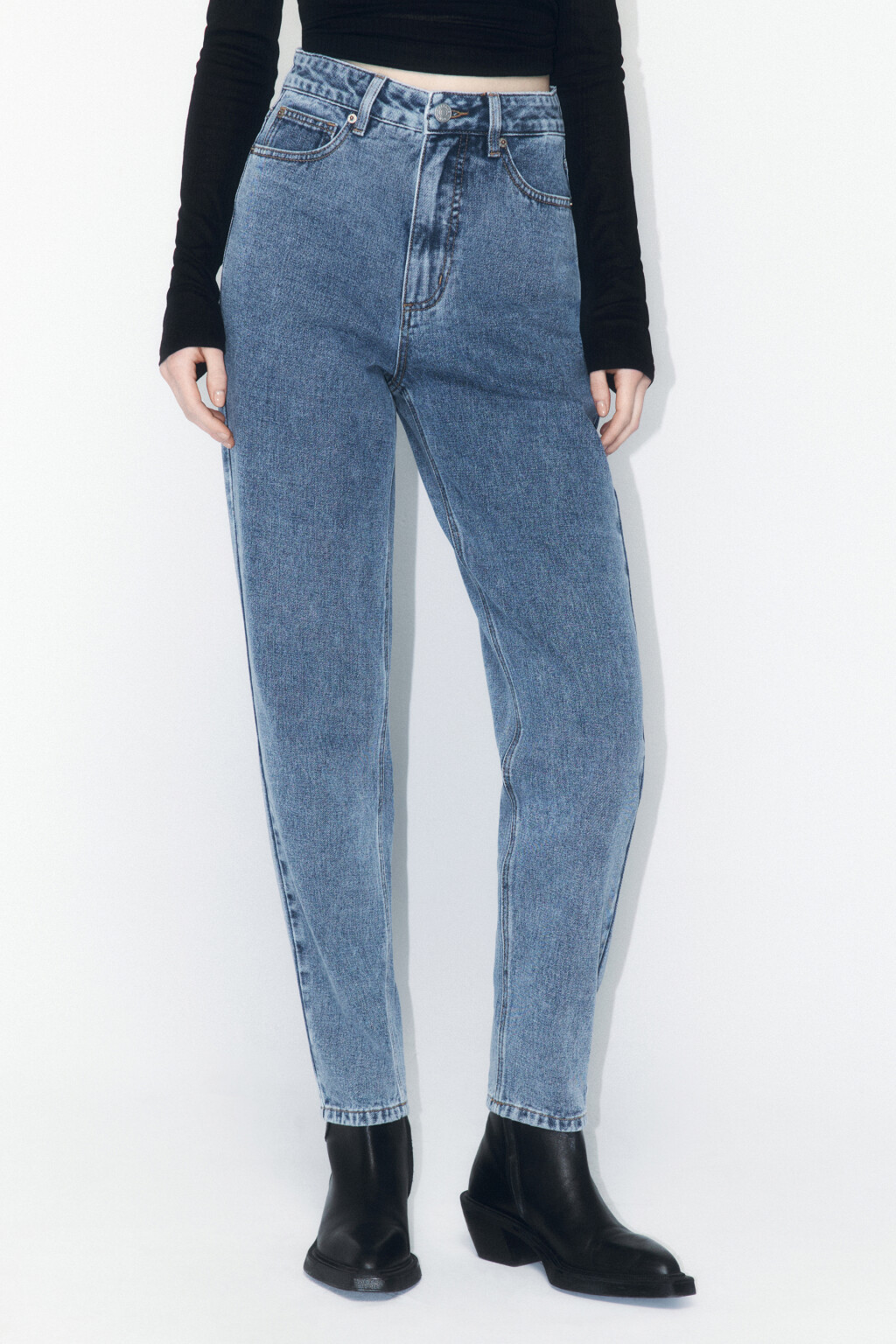 Джинсы mom fit с высокой посадкой - цвет голубой - 2
