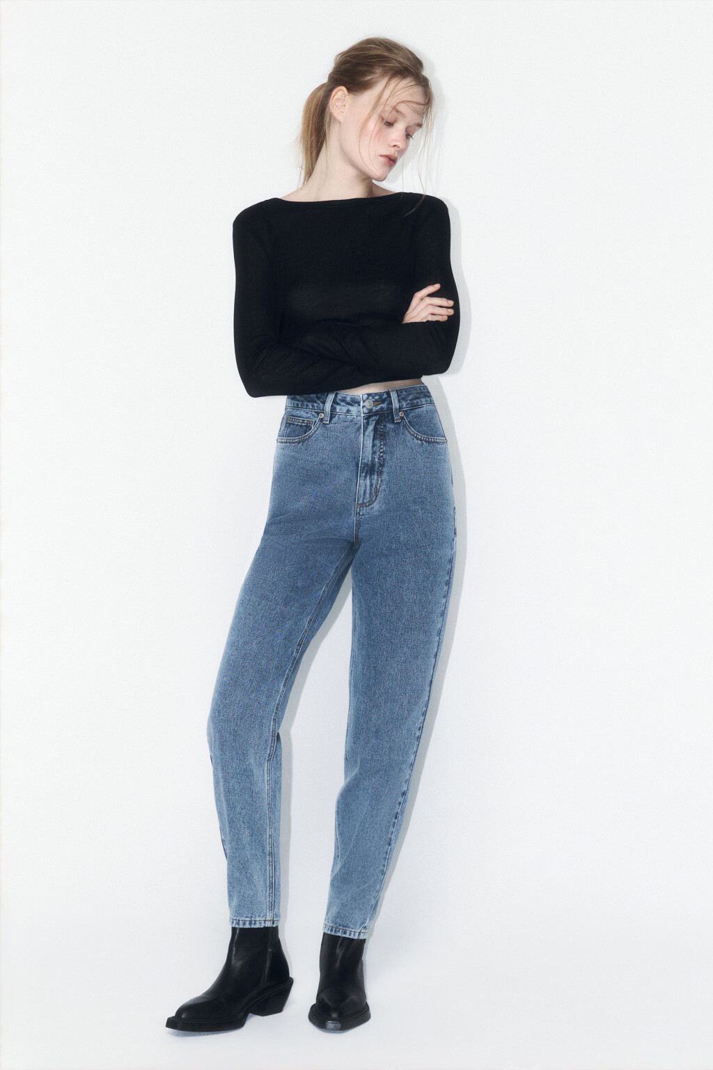 Джинсы mom fit с высокой посадкой - цвет голубой - 4