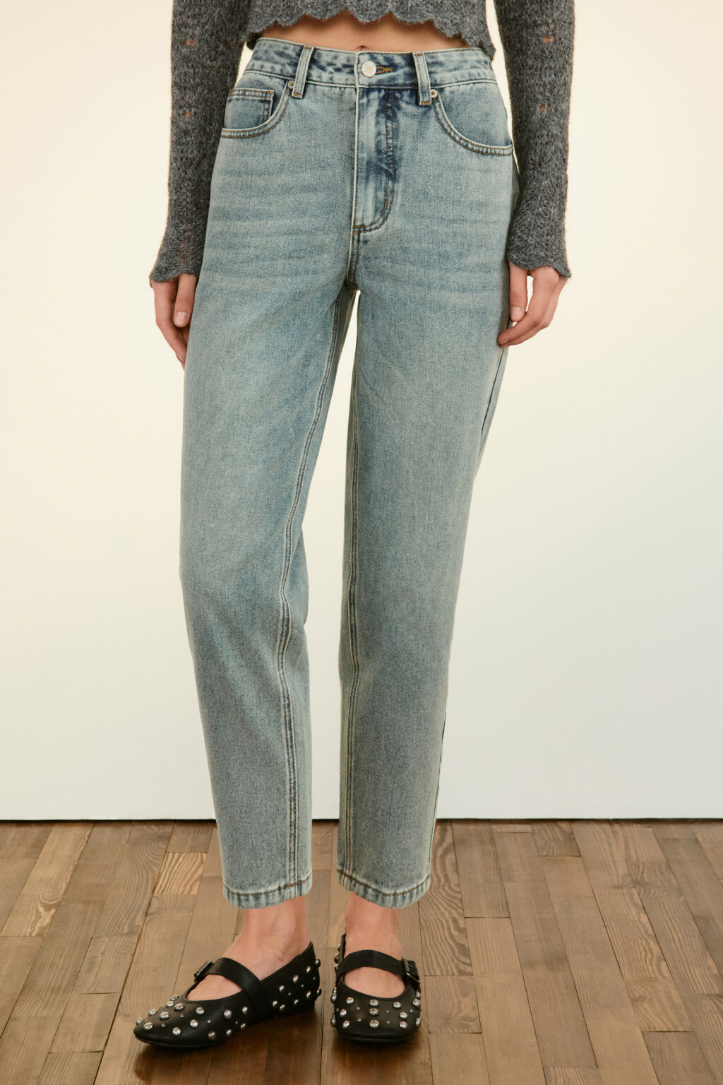 Джинсы mom fit с высокой посадкой - цвет синий - 2