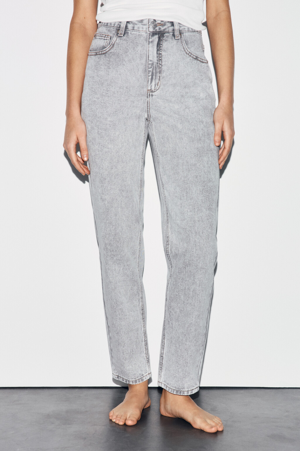 Джинсы mom fit с высокой посадкой - цвет серый - 2