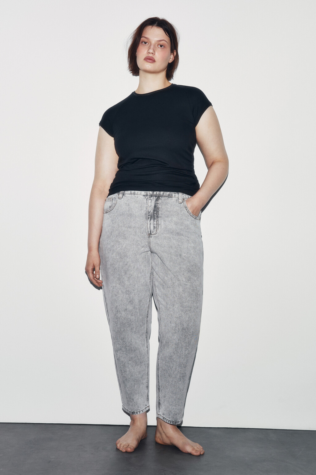 Джинсы mom fit с высокой посадкой - цвет серый - 4