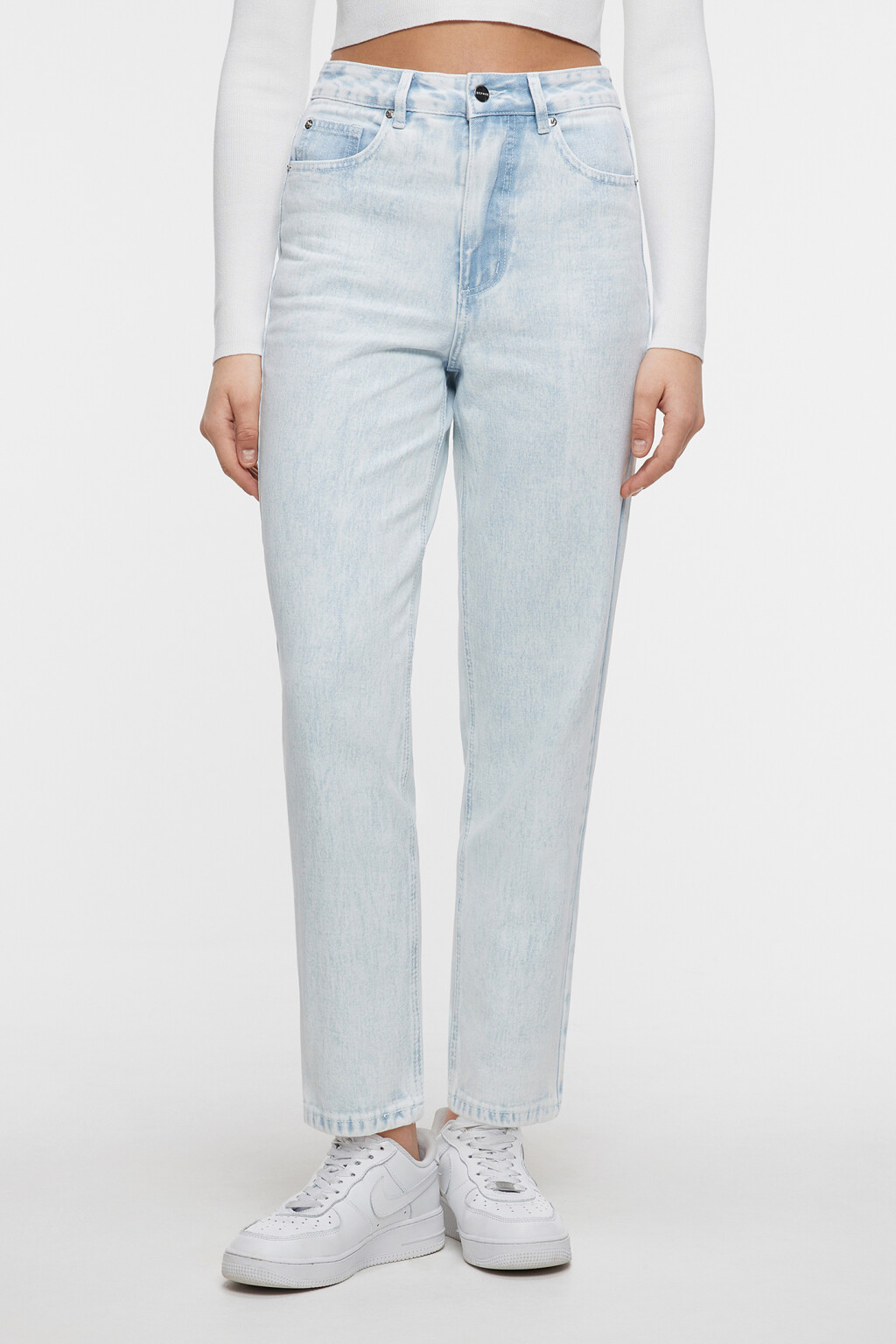Джинсы MOM классические с высокой посадкой - цвет голубой - 2