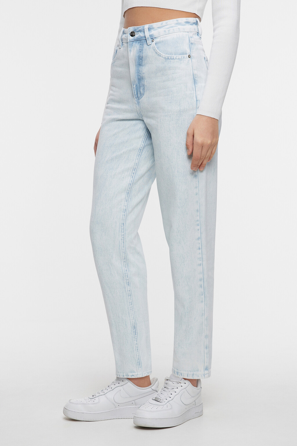 Джинсы MOM классические с высокой посадкой - цвет голубой - 3