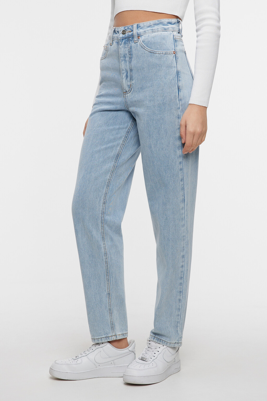 Джинсы MOM классические с высокой посадкой - цвет голубой - 3
