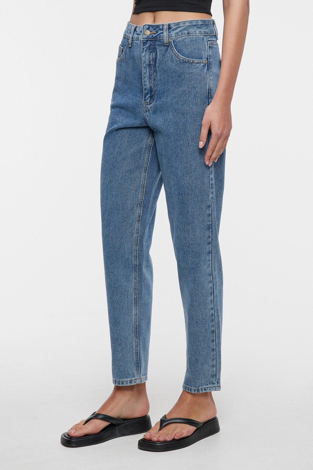 Джинсы MOM классические с высокой посадкой - цвет голубой - 2