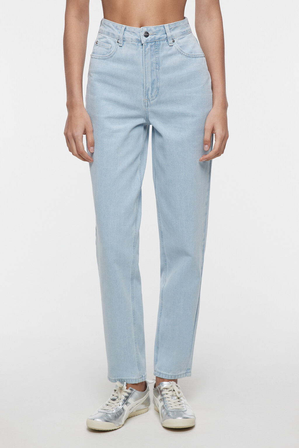 Джинсы MOM базовые с высокой посадкой - цвет голубой - 2