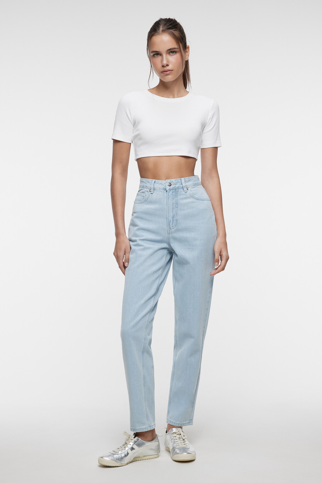 Джинсы MOM базовые с высокой посадкой - цвет голубой - 1