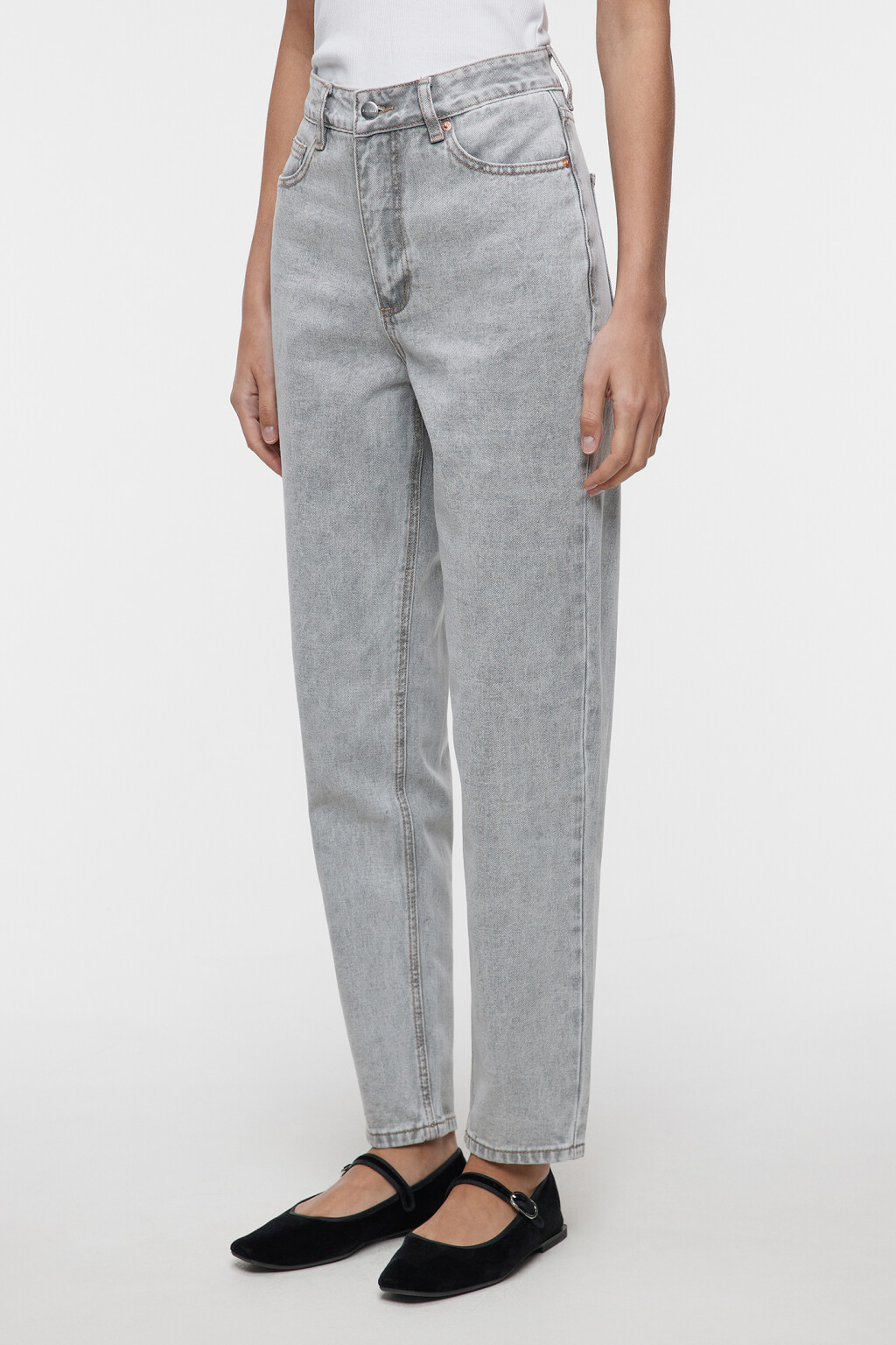 Джинсы MOM базовые с высокой посадкой - цвет серый - 2
