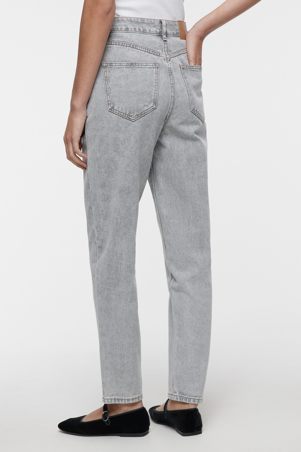 Джинсы MOM базовые с высокой посадкой - цвет серый - 3