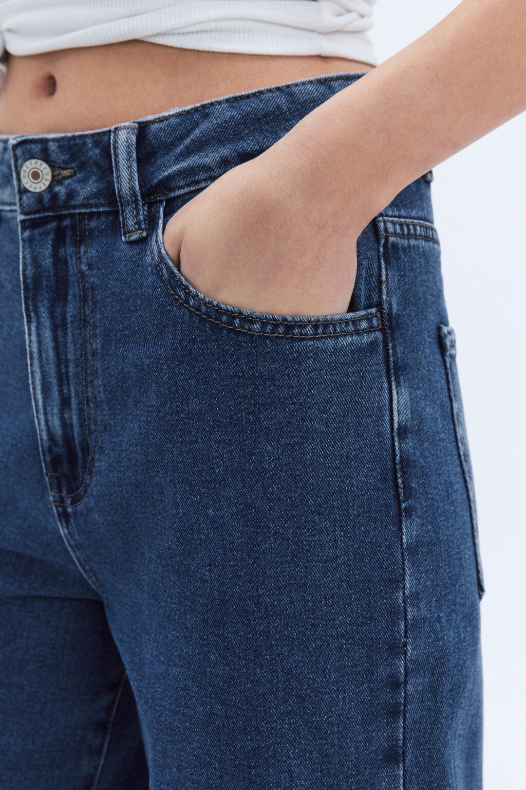 Джинсы mom fit укороченные с высокой посадкой - цвет голубой - 7