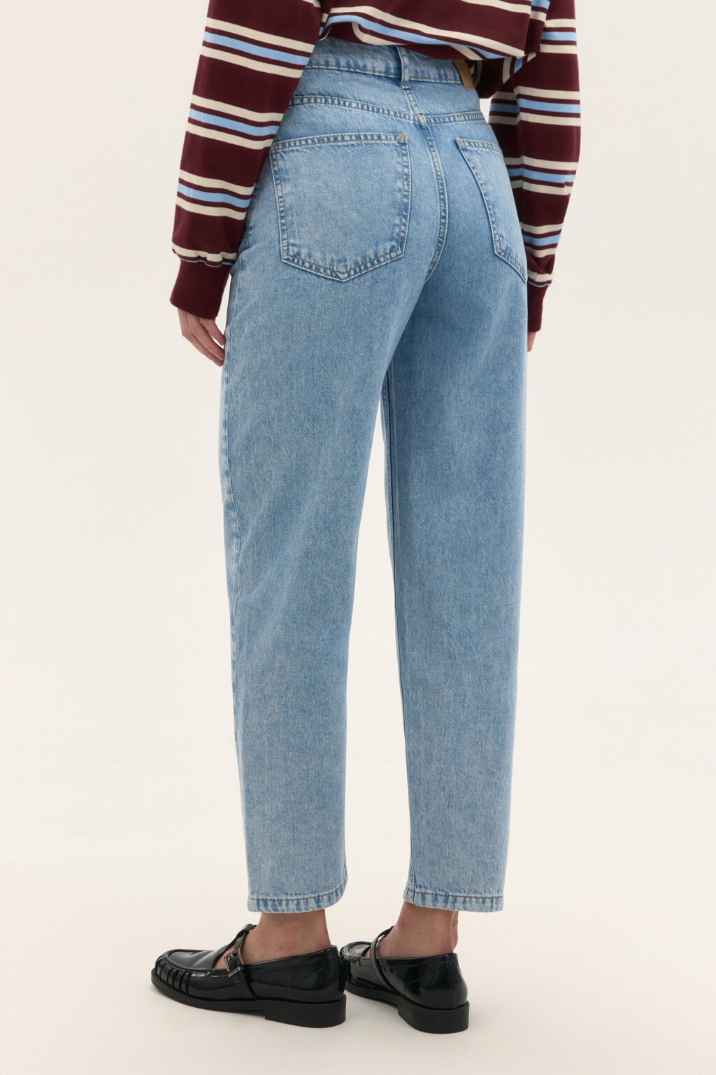 Джинсы mom укороченные с высокой посадкой - цвет голубой - 3