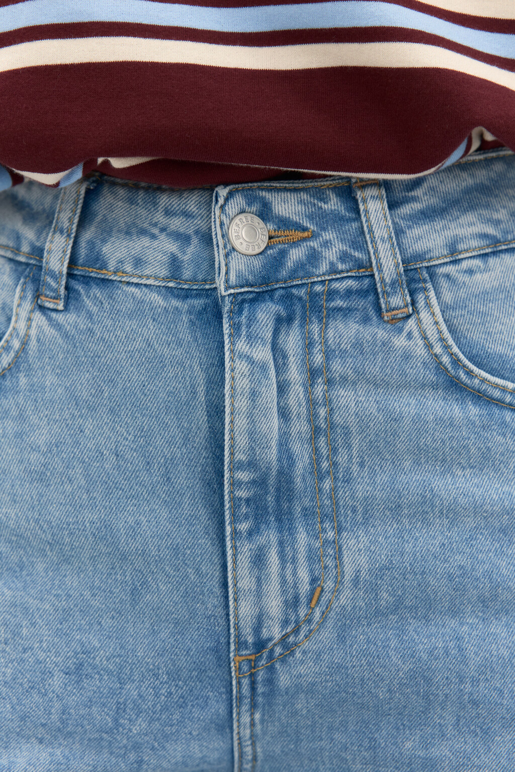 Джинсы mom укороченные с высокой посадкой - цвет голубой - 5