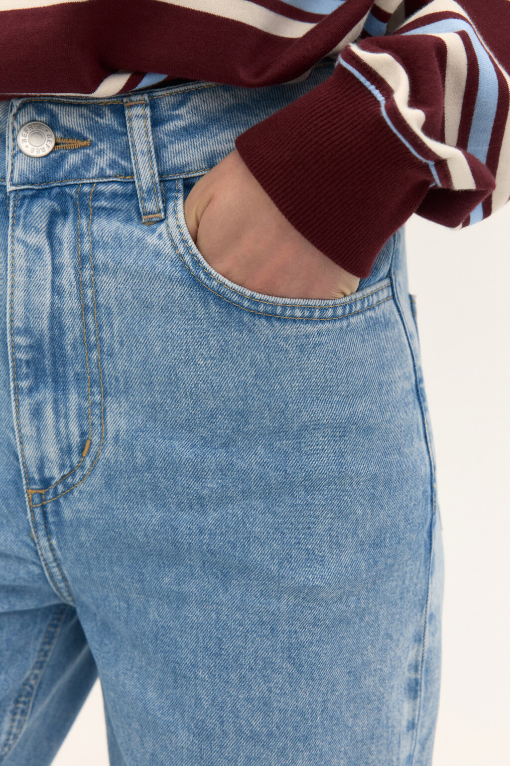 Джинсы mom укороченные с высокой посадкой - цвет голубой - 6