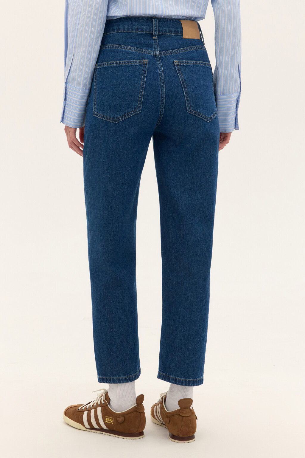 Джинсы mom укороченные с высокой посадкой - цвет голубой - 3