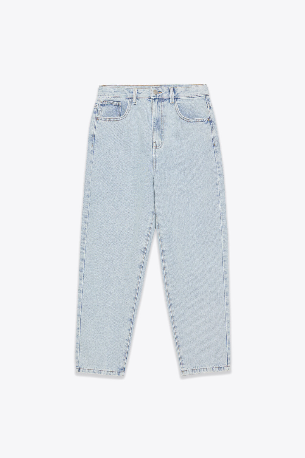 Джинсы мом укороченные с высокой посадкой - цвет голубой - 1