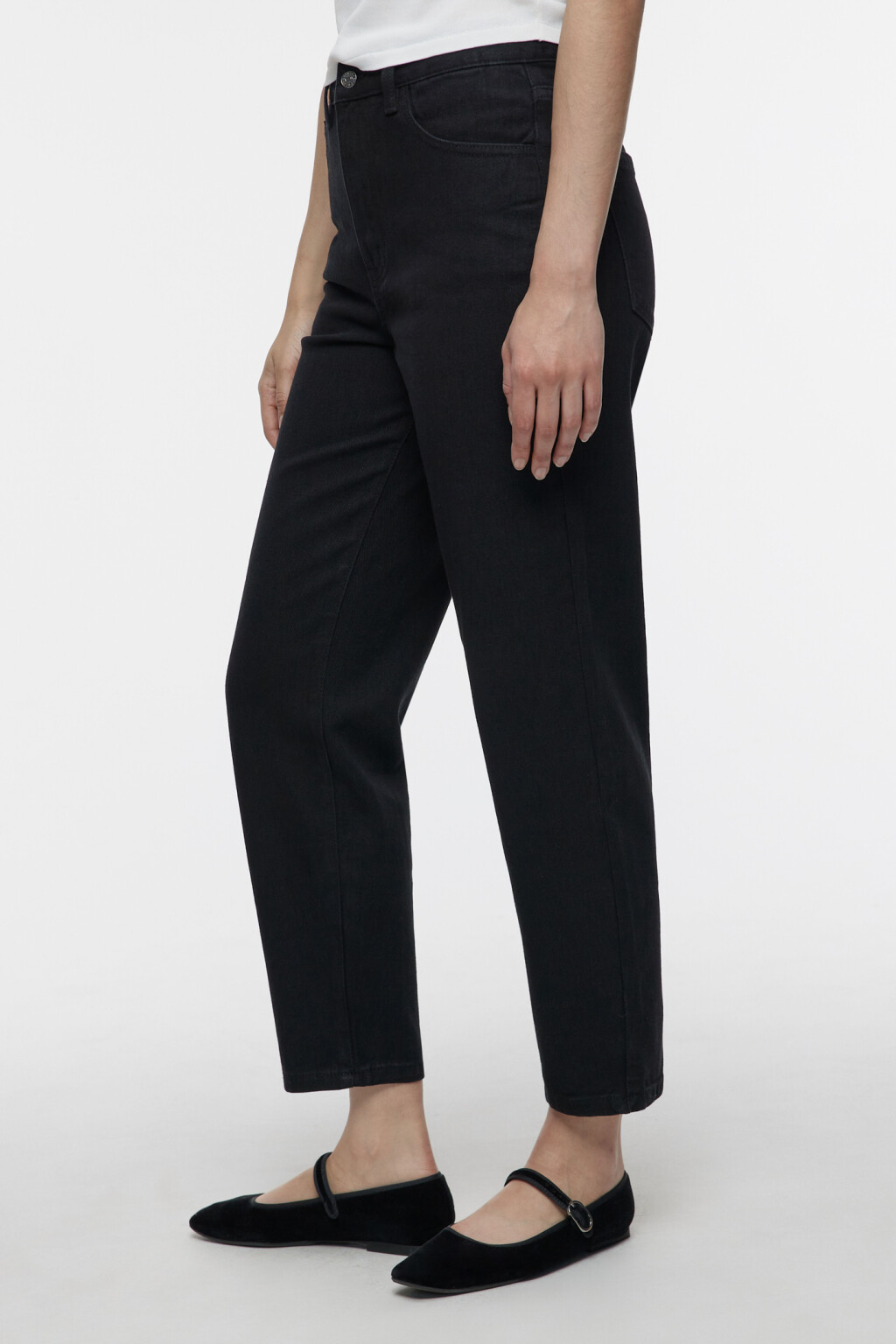 Джинсы mom's укороченные с высокой посадкой - цвет черный - 1