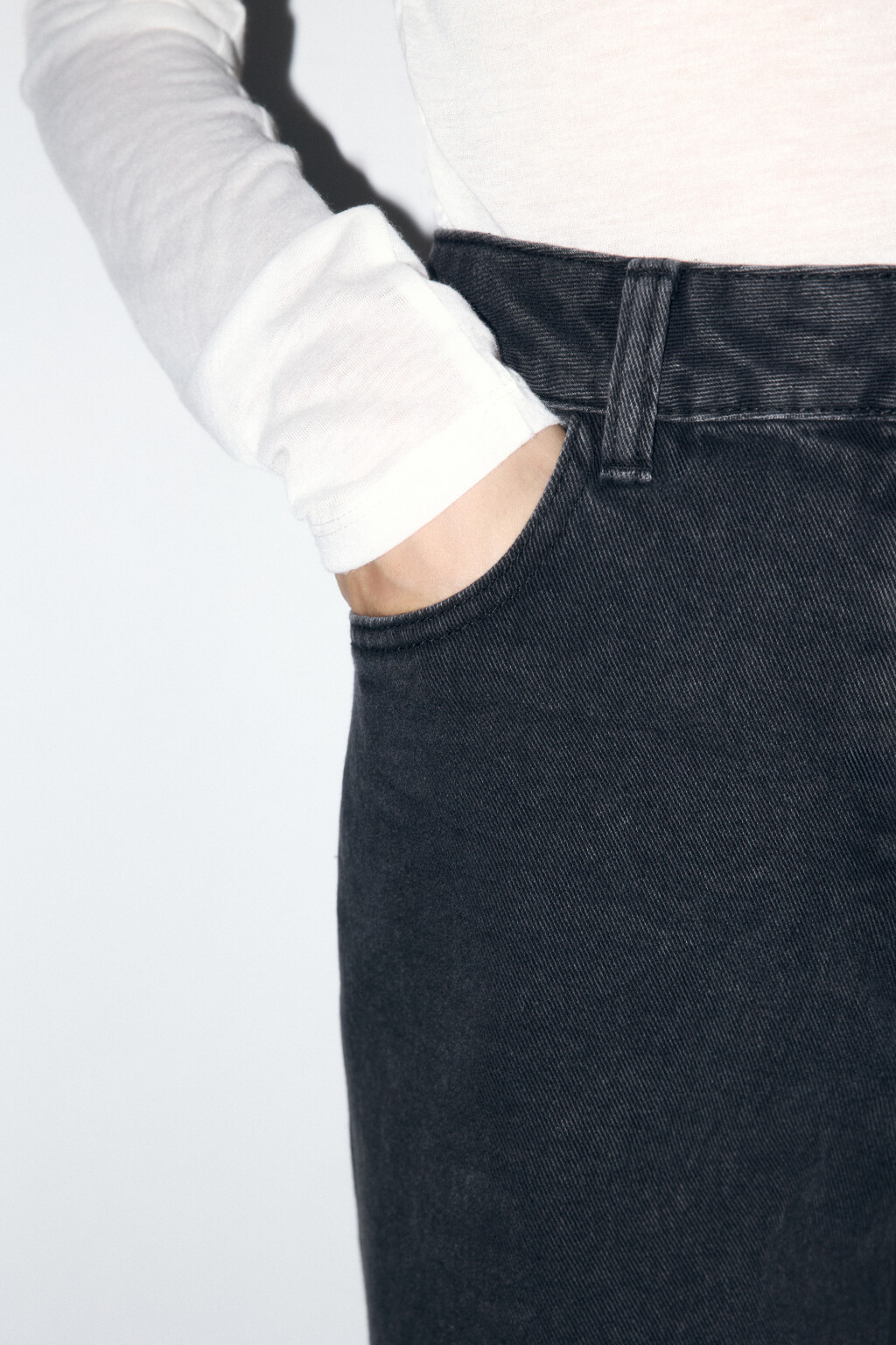 Джинсы mom fit укороченные с высокой посадкой - цвет серый - 7