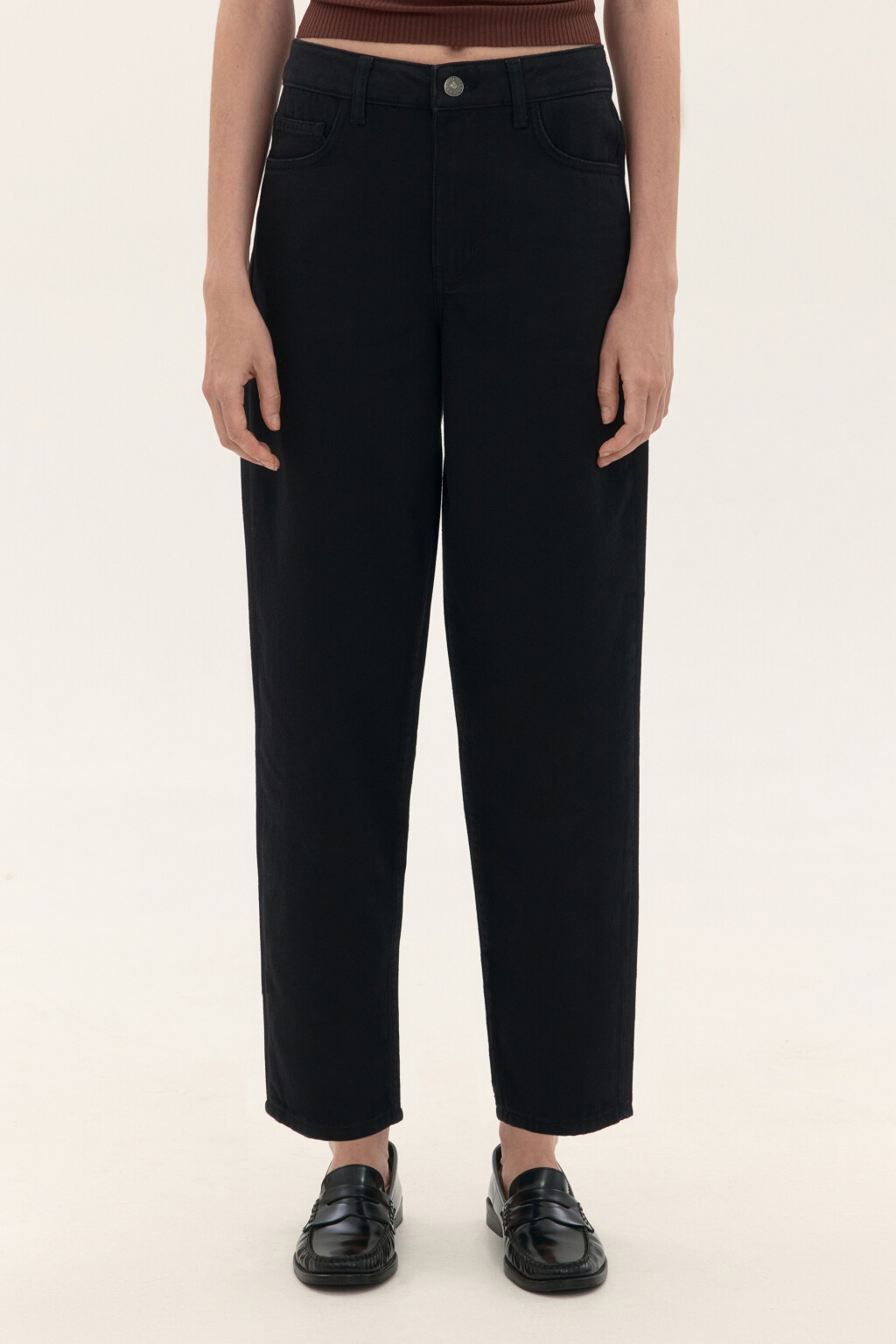 Джинсы mom fit укороченные - цвет черный - 2