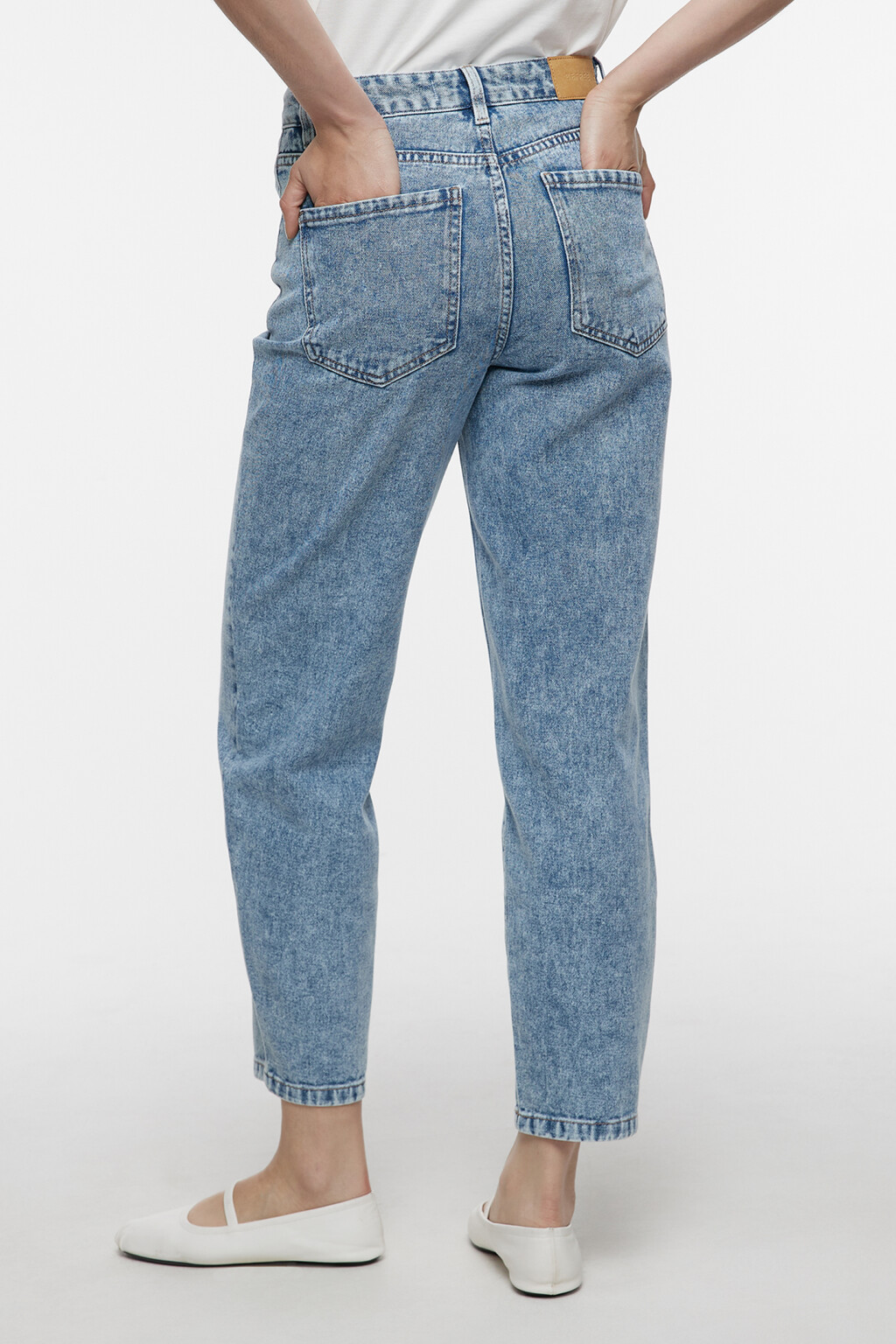Джинсы mom's укороченные с высокой посадкой - цвет голубой - 3