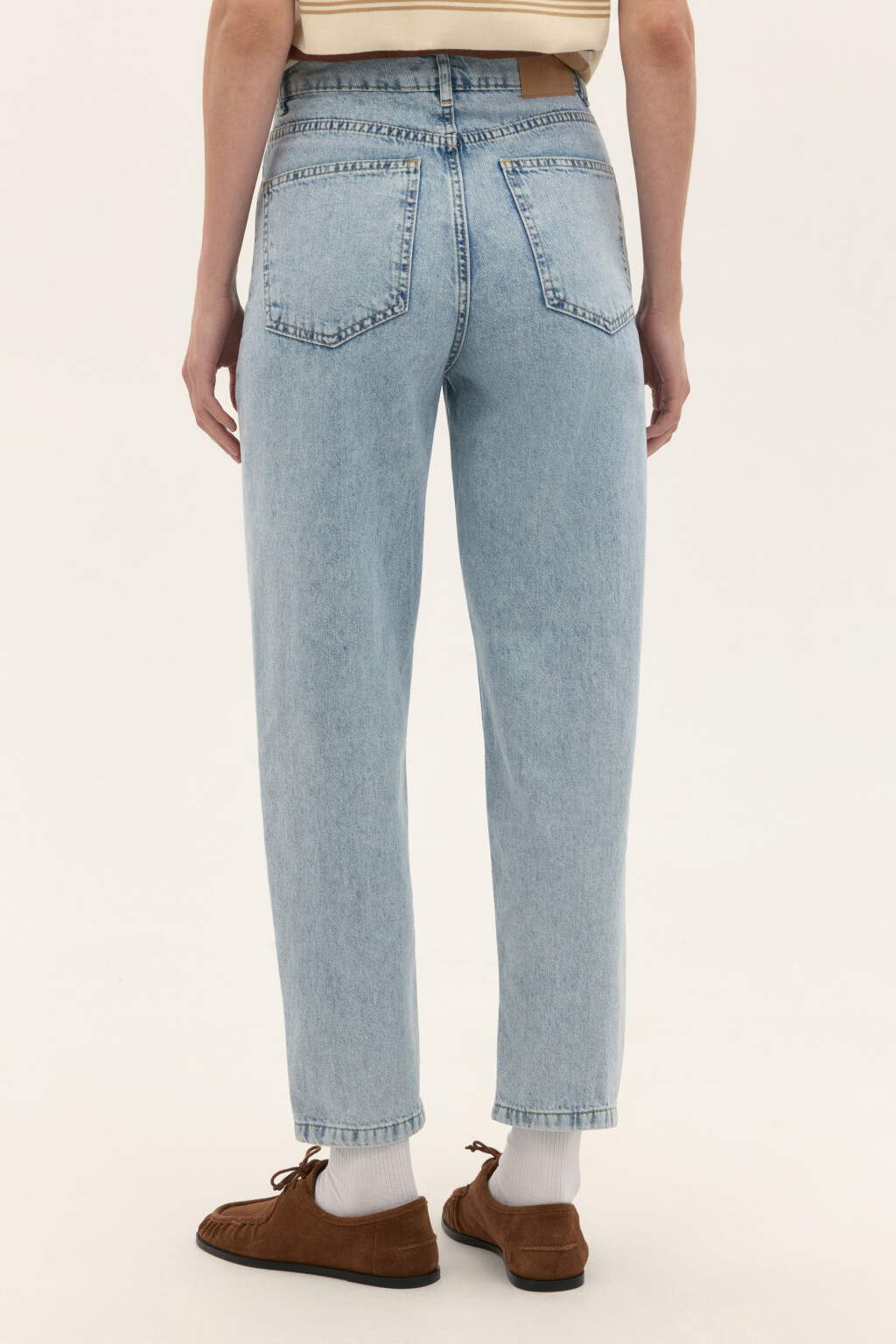 Джинсы mom укороченные с высокой посадкой - цвет голубой - 3