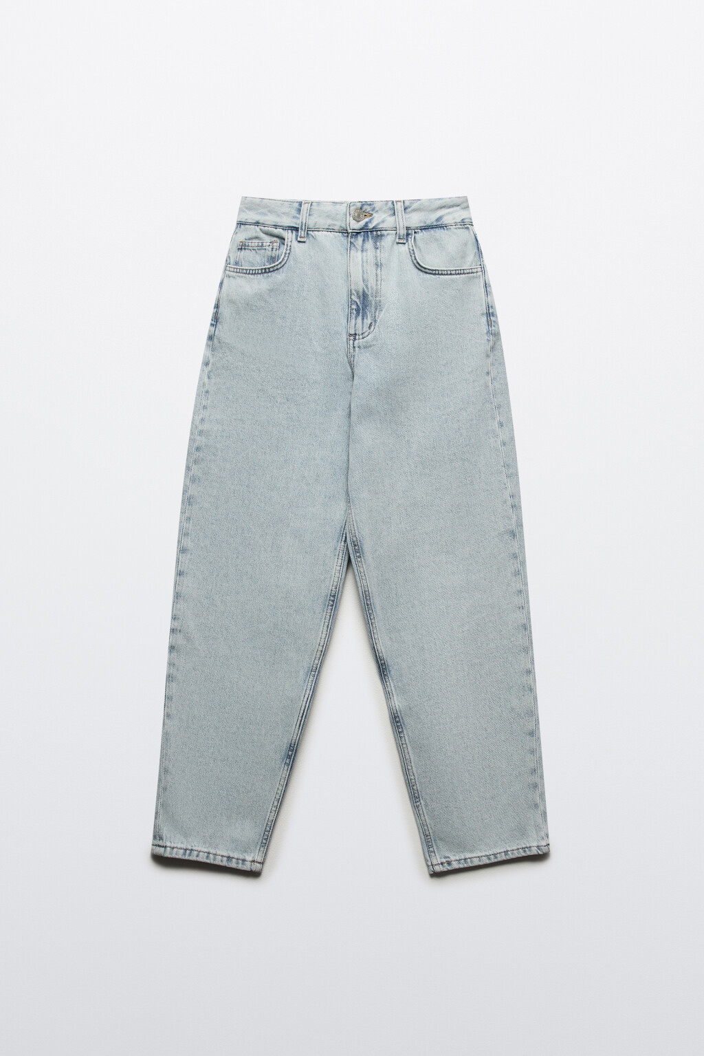 Джинсы mom fit укороченные с высокой посадкой - цвет голубой - 7