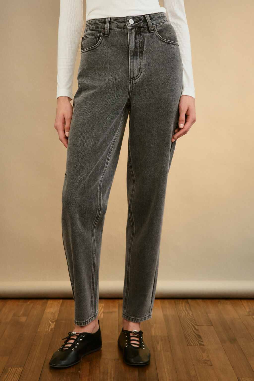 Джинсы mom fit с высокой посадкой - цвет серый - 2