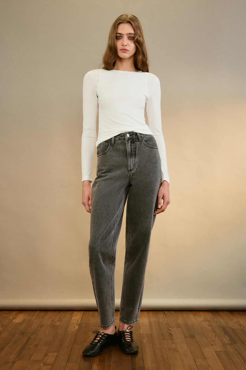 Джинсы mom fit с высокой посадкой - цвет серый - 4