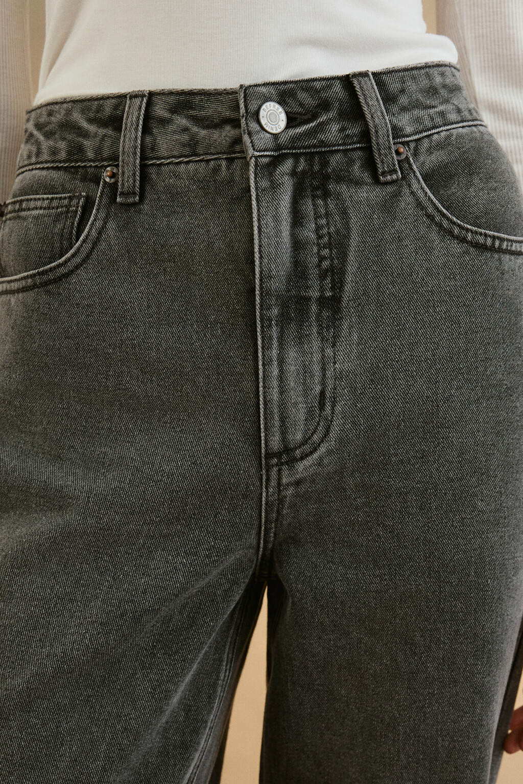 Джинсы mom fit с высокой посадкой - цвет серый - 5