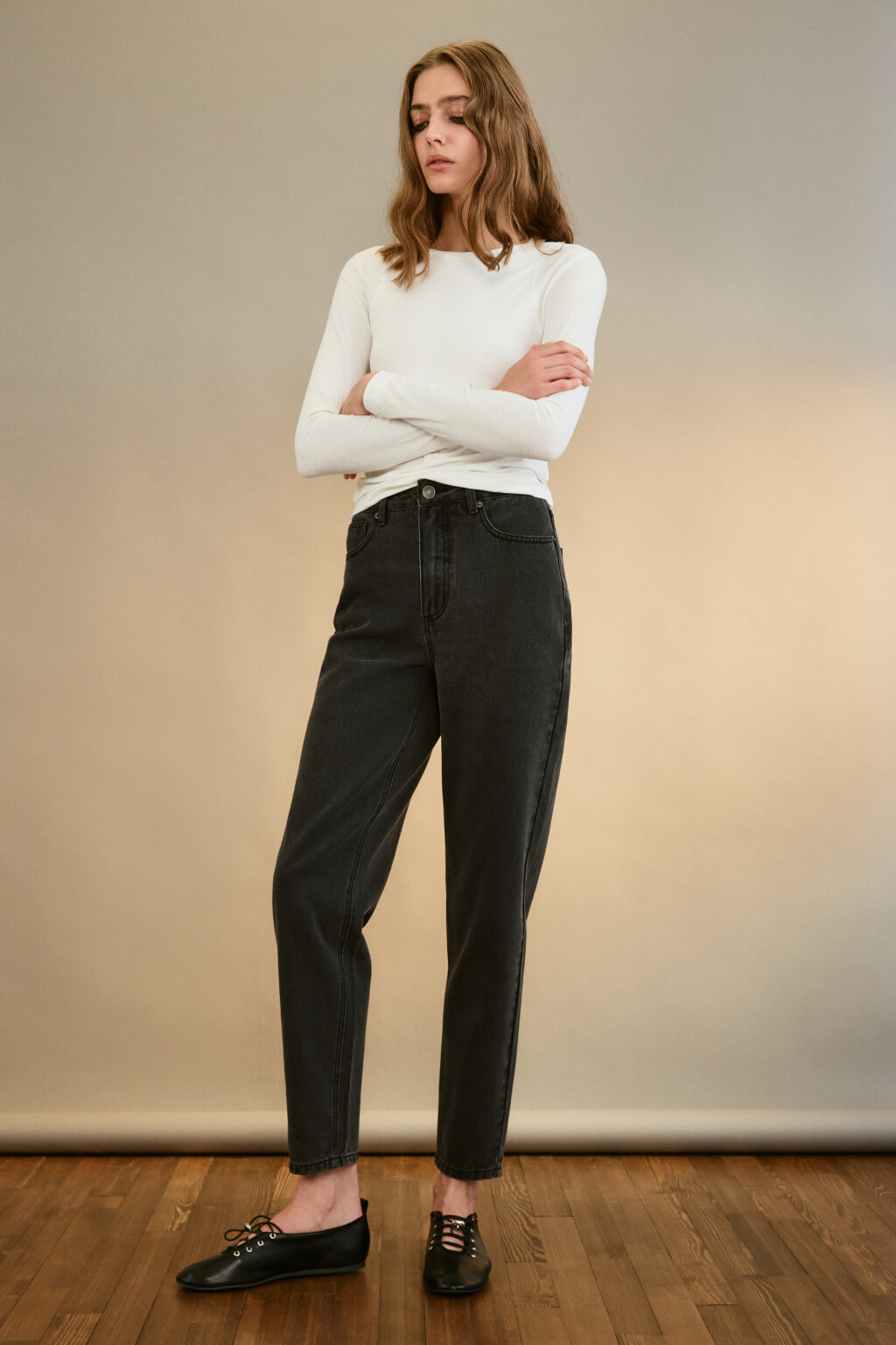 Джинсы mom fit с высокой посадкой - цвет серый - 4