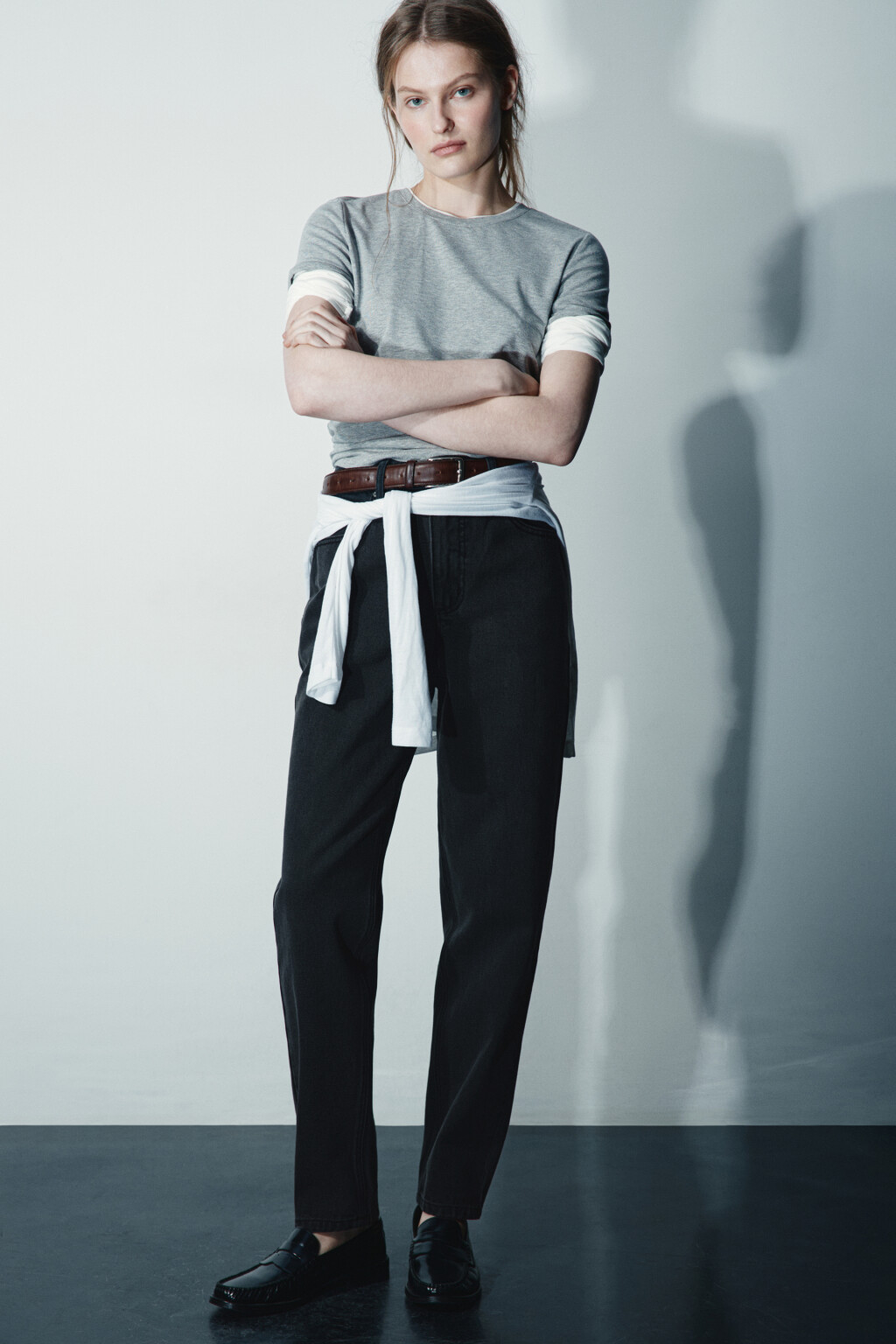 Джинсы mom fit с высокой посадкой - цвет серый - 1