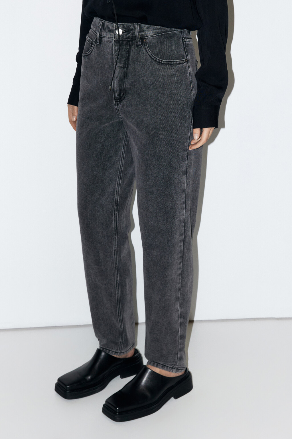 Джинсы MOM с высокой посадкой - цвет серый - 3
