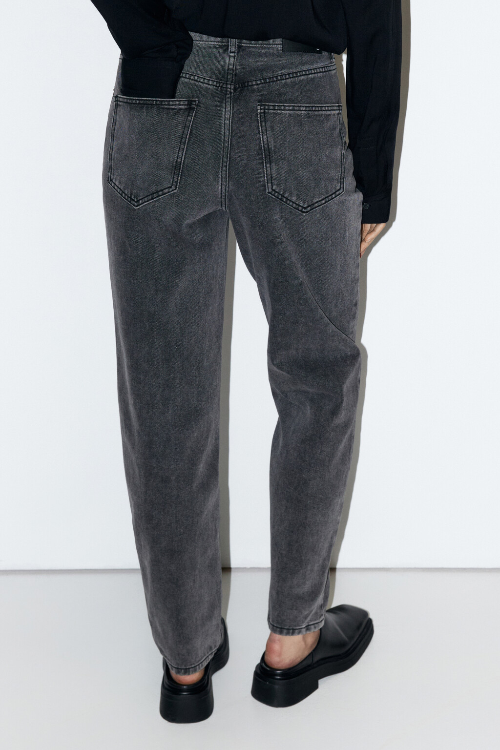 Джинсы MOM с высокой посадкой - цвет серый - 4