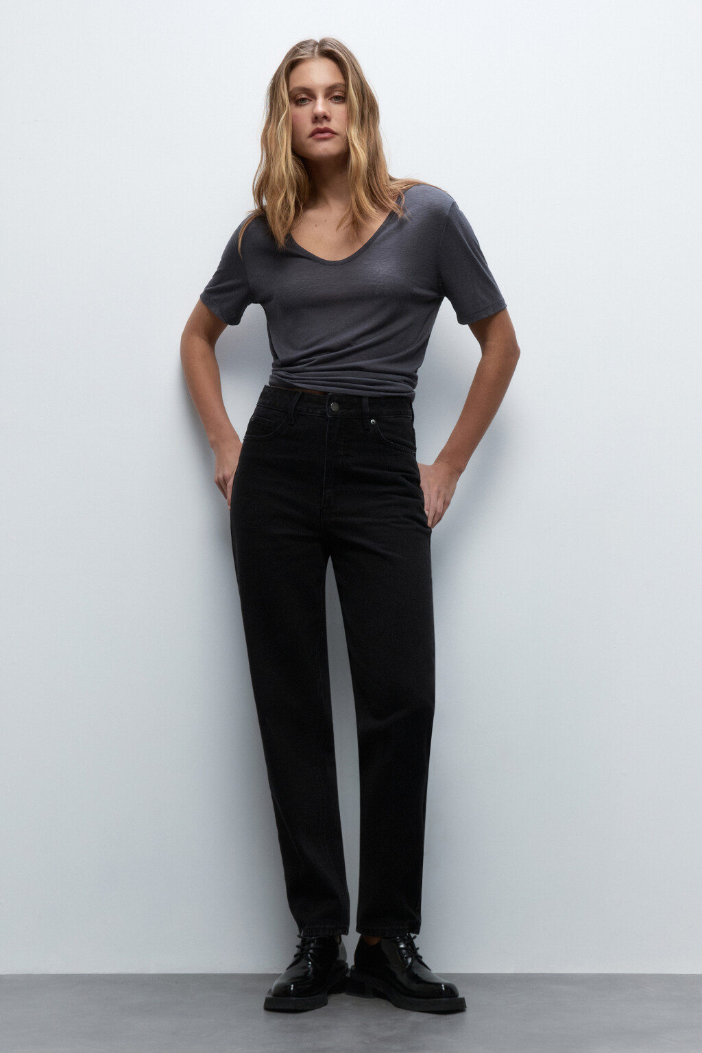 Джинсы MOM с высокой посадкой - цвет черный - 5