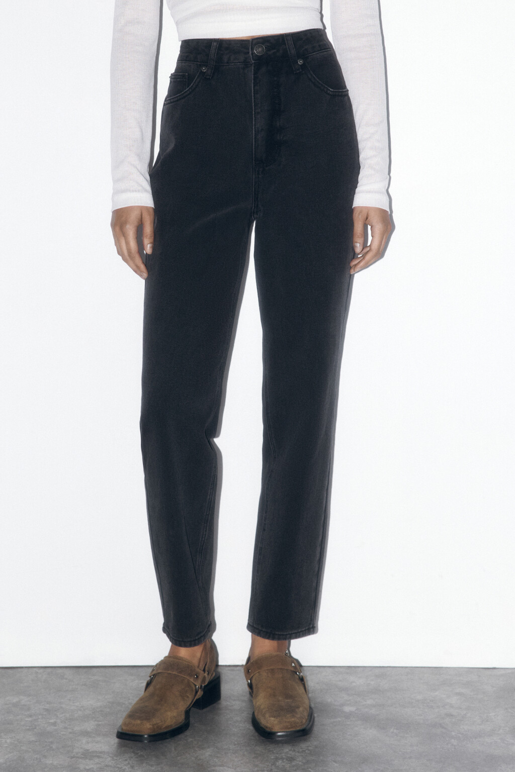 Джинсы mom fit с высокой посадкой - цвет серый - 2