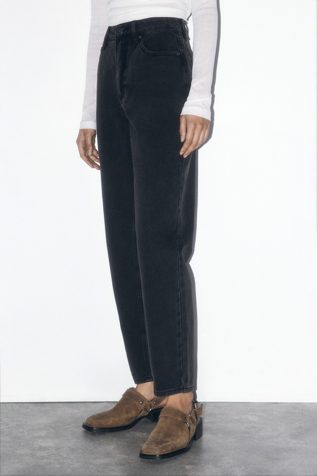 Джинсы mom fit с высокой посадкой - цвет серый - 3