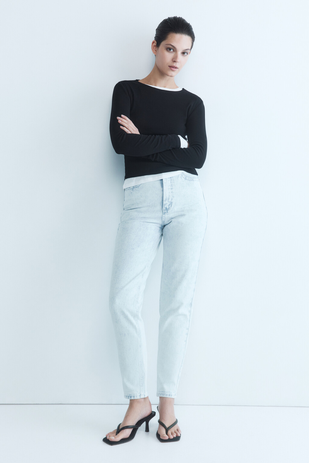 Джинсы mom с высокой посадкой - цвет голубой - 1