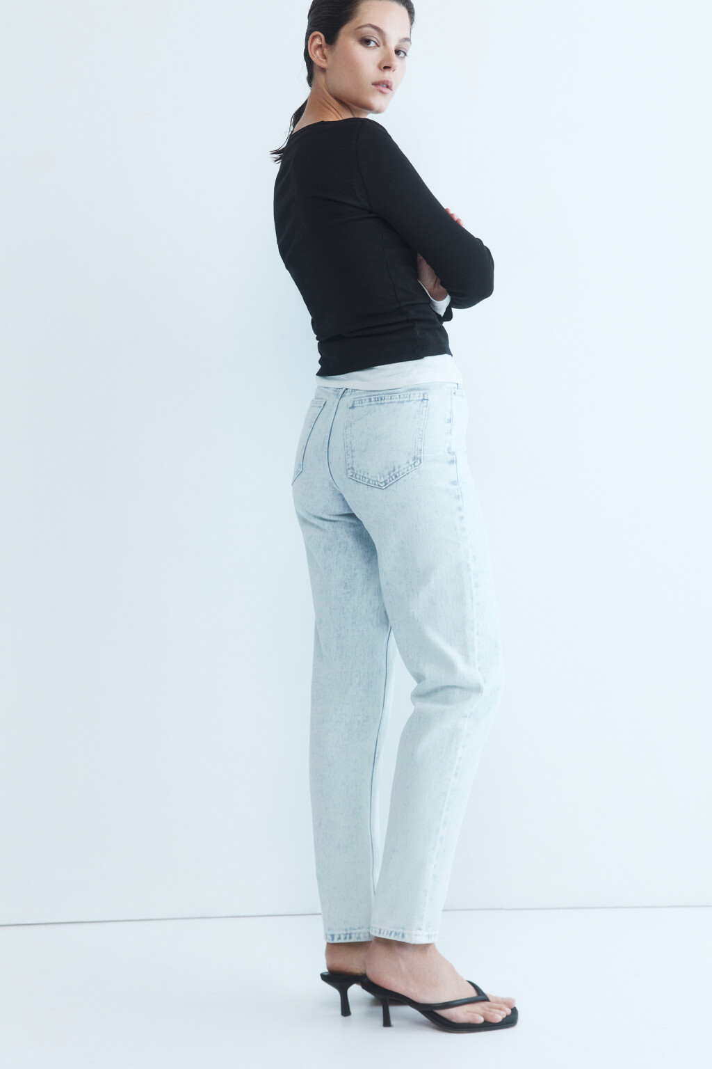 Джинсы mom с высокой посадкой - цвет голубой - 2