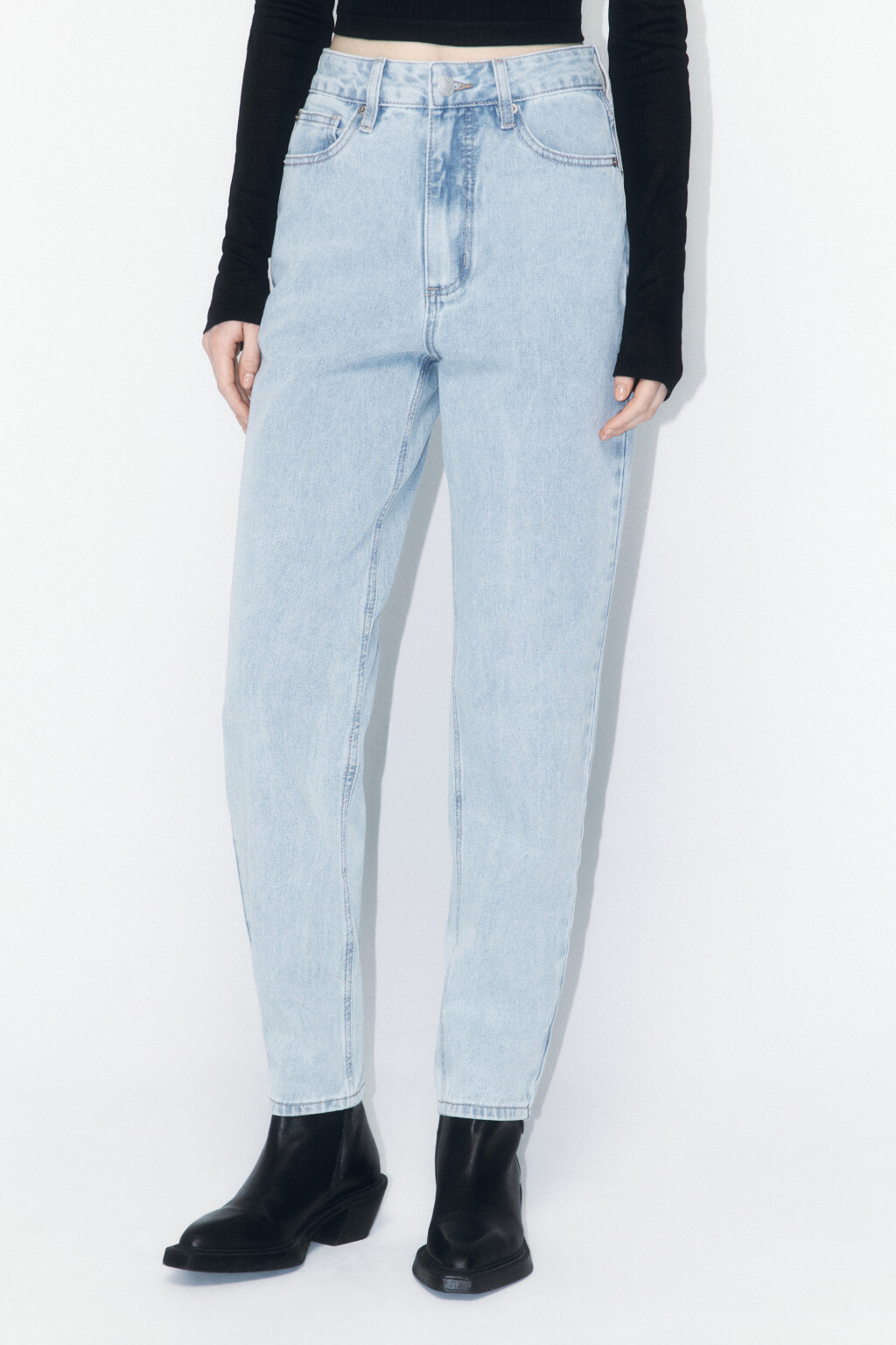 Джинсы mom fit с высокой посадкой - цвет голубой - 3
