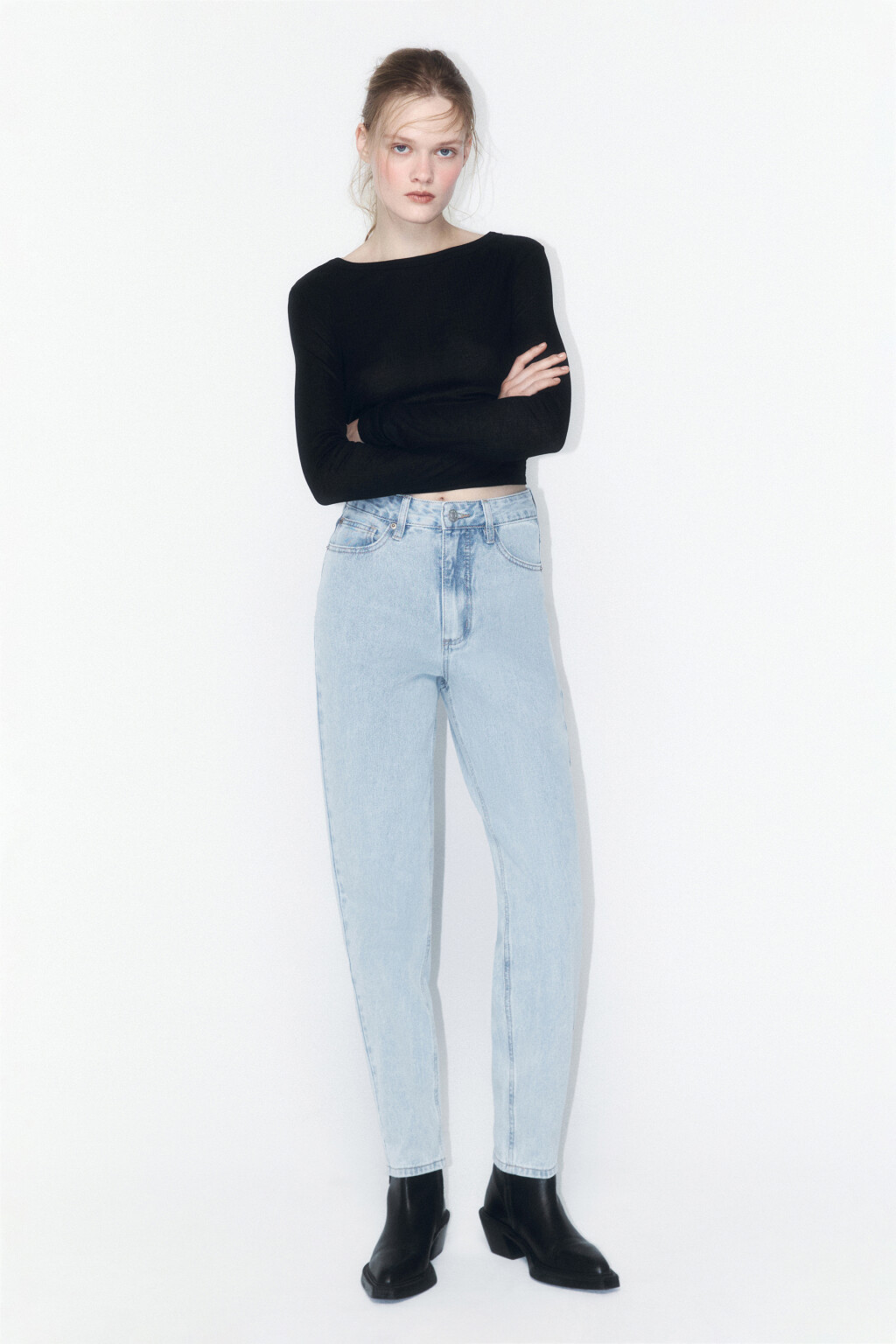 Джинсы mom fit с высокой посадкой - цвет голубой - 5