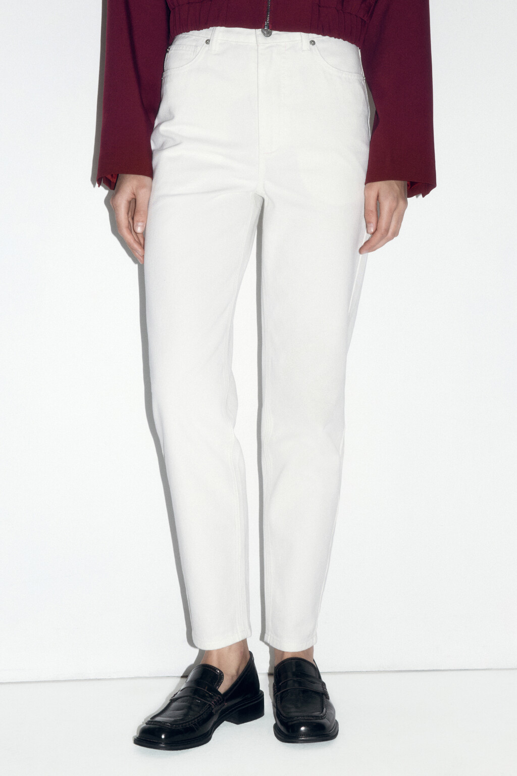 Джинсы mom fit с высокой посадкой - цвет белый - 2