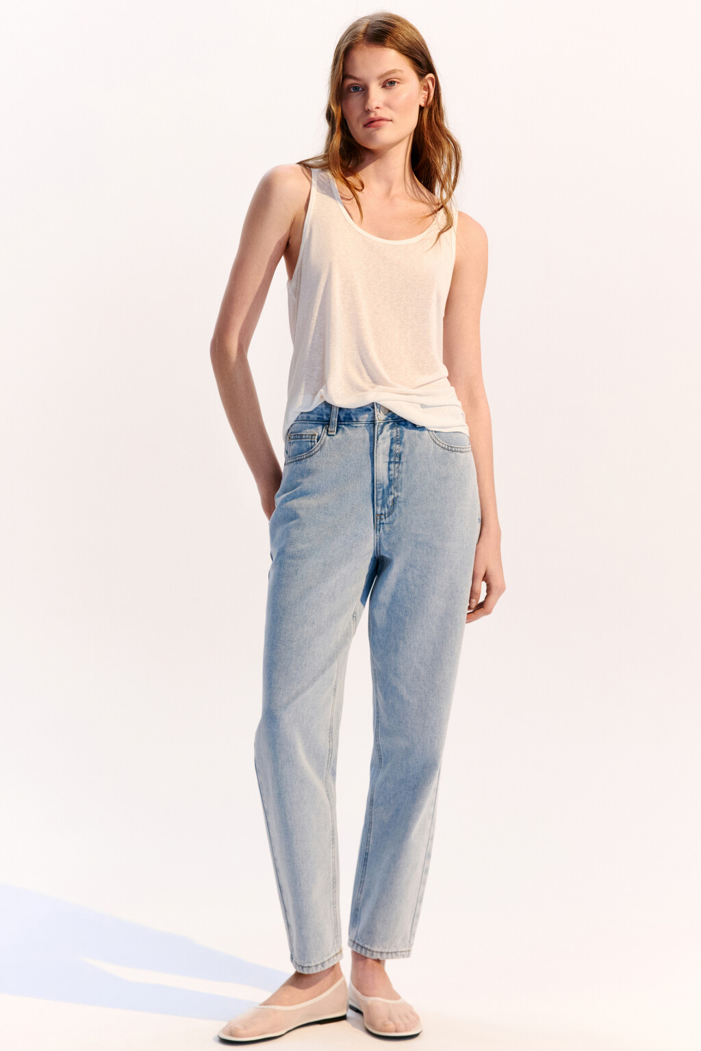 Джинсы mom fit с высокой посадкой - цвет голубой - 1