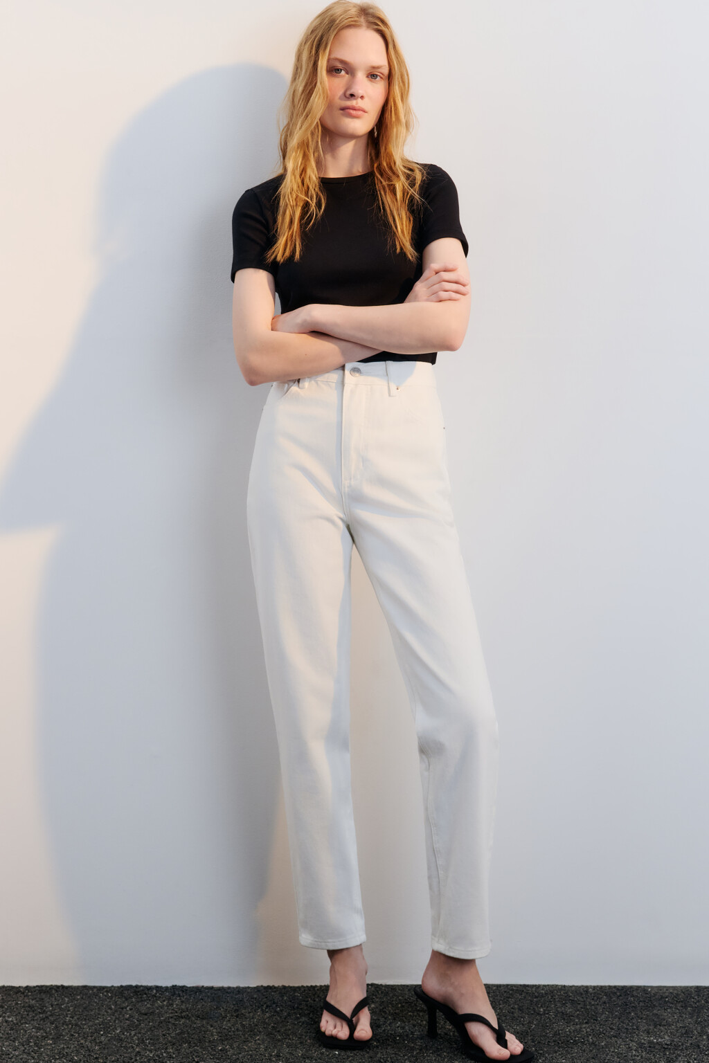 Джинсы mom fit с высокой посадкой - цвет белый - 1