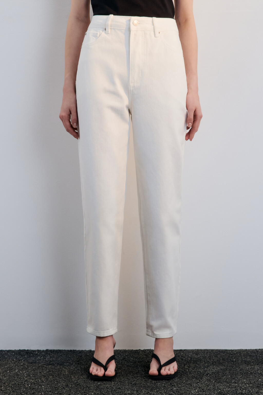 Джинсы mom fit с высокой посадкой - цвет белый - 2